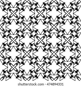 Line ornament pattern. Black and white endless abstract texture for prints, textiles, wrapping, wallpaper, website etc. Vector illustration. 