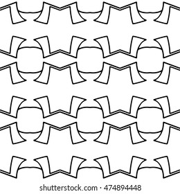 Line ornament pattern. Black and white endless abstract texture for prints, textiles, wrapping, wallpaper, website etc. Vector illustration. 