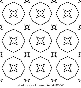 Line ornament pattern. Black and white texture for prints, textiles, wrapping, wallpaper, website etc. Vector illustration. 