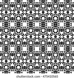 Line ornament pattern. Black and white texture for prints, textiles, wrapping, wallpaper, website etc. Vector illustration. 