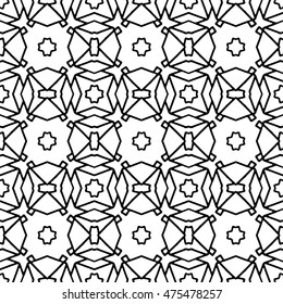 Line ornament pattern. Black and white abstract texture for prints, textiles, wrapping, wallpaper, website etc. Vector illustration. 
