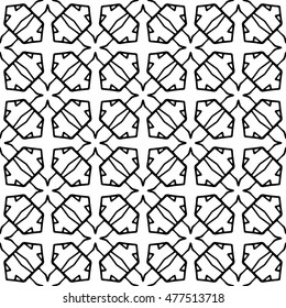 Line ornament pattern. Black and white endless abstract texture for prints, textiles, wrapping, wallpaper, website etc. Vector illustration. 
