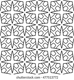 Line ornament pattern. Black and white endless abstract texture for prints, textiles, wrapping, wallpaper, website etc. Vector illustration. 