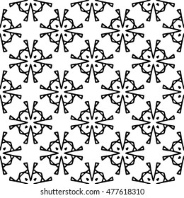 Line ornament pattern. Black and white endless abstract texture for prints, textiles, wrapping, wallpaper, website etc. Vector illustration. 