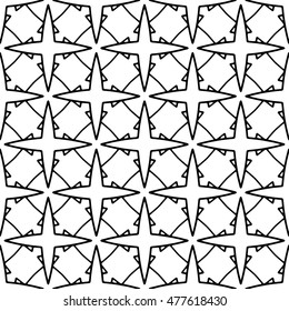 Line ornament pattern. Black and white endless abstract texture for prints, textiles, wrapping, wallpaper, website etc. Vector illustration. 
