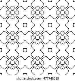Line ornament pattern. Black and white endless abstract texture for prints, textiles, wrapping, wallpaper, website etc. Vector illustration. 