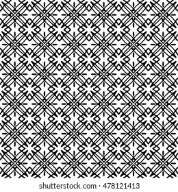 Line ornament pattern. Black and white endless abstract texture for prints, textiles, wrapping, wallpaper, website etc. Vector illustration. 