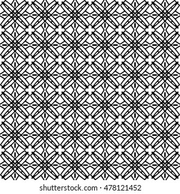 Line ornament pattern. Black and white endless abstract texture for prints, textiles, wrapping, wallpaper, website etc. Vector illustration. 