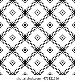 Line ornament pattern. Black and white endless abstract texture for prints, textiles, wrapping, wallpaper, website etc. Vector illustration. 