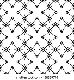 Line ornament pattern. Black and white endless abstract texture for prints, textiles, wrapping, wallpaper, website etc. Vector illustration. 