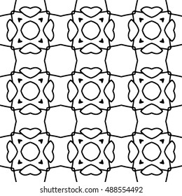 Line ornament pattern. Black and white endless abstract texture for prints, textiles, wrapping, wallpaper, website etc. Vector illustration. 