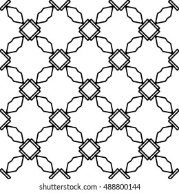Line ornament pattern. Black and white endless abstract texture for prints, textiles, wrapping, wallpaper, website etc. Vector illustration. 