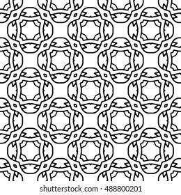 Line ornament pattern. Black and white endless abstract texture for prints, textiles, wrapping, wallpaper, website etc. Vector illustration. 