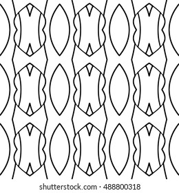 Line ornament pattern. Black and white endless abstract texture for prints, textiles, wrapping, wallpaper, website etc. Vector illustration. 