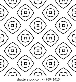 Line ornament pattern. Black and white endless abstract texture for prints, textiles, wrapping, wallpaper, website etc. Vector illustration. 