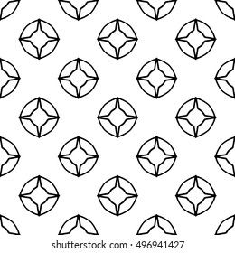 Line ornament pattern. Black and white endless abstract texture for prints, textiles, wrapping, wallpaper, website etc. Vector illustration. 
