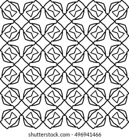 Line ornament pattern. Black and white endless abstract texture for prints, textiles, wrapping, wallpaper, website etc. Vector illustration. 