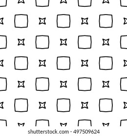 Line ornament pattern. Black and white endless abstract texture for prints, textiles, wrapping, wallpaper, website etc. Vector illustration. 