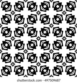 Line ornament pattern. Black and white endless abstract texture for prints, textiles, wrapping, wallpaper, website etc. Vector illustration. 