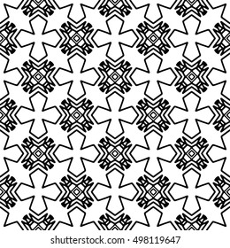 Line ornament pattern. Black and white endless abstract texture for prints, textiles, wrapping, wallpaper, website etc. Vector illustration. 