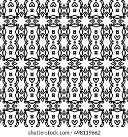 Line ornament pattern. Black and white endless abstract texture for prints, textiles, wrapping, wallpaper, website etc. Vector illustration. 