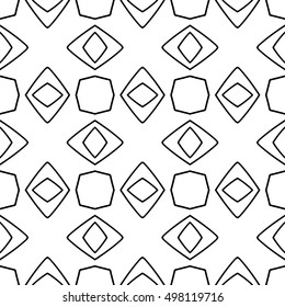 Line ornament pattern. Black and white endless abstract texture for prints, textiles, wrapping, wallpaper, website etc. Vector illustration. 