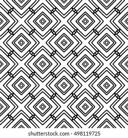 Line ornament pattern. Black and white endless abstract texture for prints, textiles, wrapping, wallpaper, website etc. Vector illustration. 
