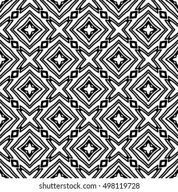 Line ornament pattern. Black and white endless abstract texture for prints, textiles, wrapping, wallpaper, website etc. Vector illustration. 