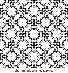 Line ornament pattern. Black and white endless abstract texture for prints, textiles, wrapping, wallpaper, website etc. Vector illustration. 