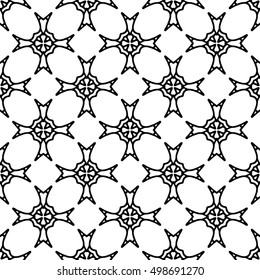 Line ornament pattern. Black and white endless abstract texture for prints, textiles, wrapping, wallpaper, website etc. Vector illustration. 