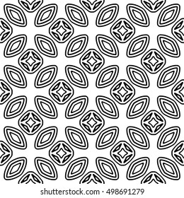 Line ornament pattern. Black and white endless abstract texture for prints, textiles, wrapping, wallpaper, website etc. Vector illustration. 