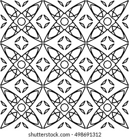 Line ornament pattern. Black and white endless abstract texture for prints, textiles, wrapping, wallpaper, website etc. Vector illustration. 
