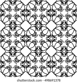 Line ornament pattern. Black and white endless abstract texture for prints, textiles, wrapping, wallpaper, website etc. Vector illustration. 