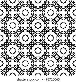 Line ornament pattern. Black and white endless abstract texture for prints, textiles, wrapping, wallpaper, website etc. Vector illustration. 