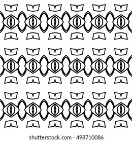 Line ornament pattern. Black and white endless abstract texture for prints, textiles, wrapping, wallpaper, website etc. Vector illustration. 