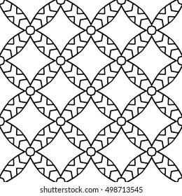 Line ornament pattern. Black and white endless abstract texture for prints, textiles, wrapping, wallpaper, website etc. Vector illustration. 