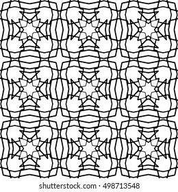 Line ornament pattern. Black and white endless abstract texture for prints, textiles, wrapping, wallpaper, website etc. Vector illustration. 