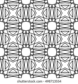 Line ornament pattern. Black and white endless abstract texture for prints, textiles, wrapping, wallpaper, website etc. Vector illustration. 