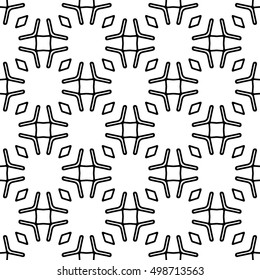 Line ornament pattern. Black and white endless abstract texture for prints, textiles, wrapping, wallpaper, website etc. Vector illustration. 