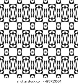Line ornament pattern. Black and white endless abstract texture for prints, textiles, wrapping, wallpaper, website etc. Vector illustration. 