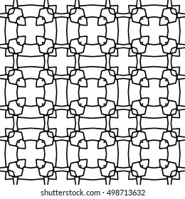 Line ornament pattern. Black and white endless abstract texture for prints, textiles, wrapping, wallpaper, website etc. Vector illustration. 