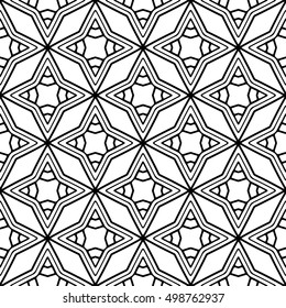 Line ornament pattern. Black and white endless abstract texture for prints, textiles, business card, interior design, diary, a bag, dress, furniture, lighter, dishes, website etc. Vector illustration.