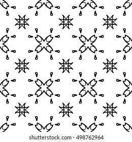 Line ornament pattern. Black and white endless abstract texture for prints, textiles, wrapping, wallpaper, website etc. Vector illustration. 