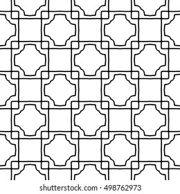 Line ornament pattern. Black and white endless abstract texture for prints, textiles, wrapping, wallpaper, website etc. Vector illustration. 
