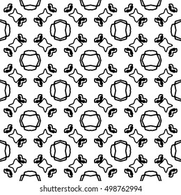 Line ornament pattern. Black and white endless abstract texture for prints, textiles, wrapping, wallpaper, website etc. Vector illustration. 