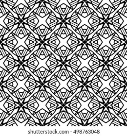 Line ornament pattern. Black and white endless abstract texture for prints, textiles, wrapping, wallpaper, website etc. Vector illustration. 