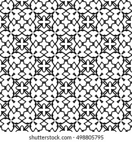 Line ornament pattern. Black and white endless abstract texture for prints, textiles, wrapping, wallpaper, website etc. Vector illustration. 