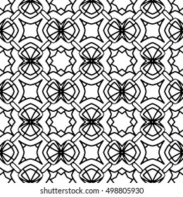 Line ornament pattern. Black and white endless abstract texture for prints, textiles, wrapping, wallpaper, website etc. Vector illustration. 