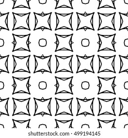 Line ornament pattern. Black and white endless abstract texture for prints, textiles, wrapping, wallpaper, website etc. Vector illustration. 