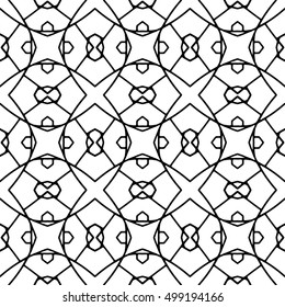 Line ornament pattern. Black and white endless abstract texture for prints, textiles, wrapping, wallpaper, website etc. Vector illustration. 